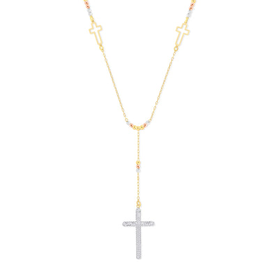 Crystal Triple-Cross Necklace - Gloria Jewels
