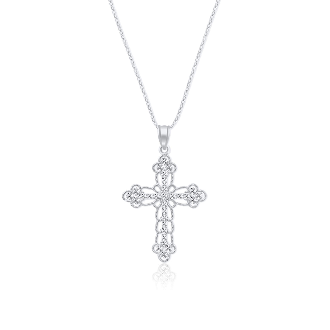 Open Filigree Cross Pendant Necklace - Gloria Jewels