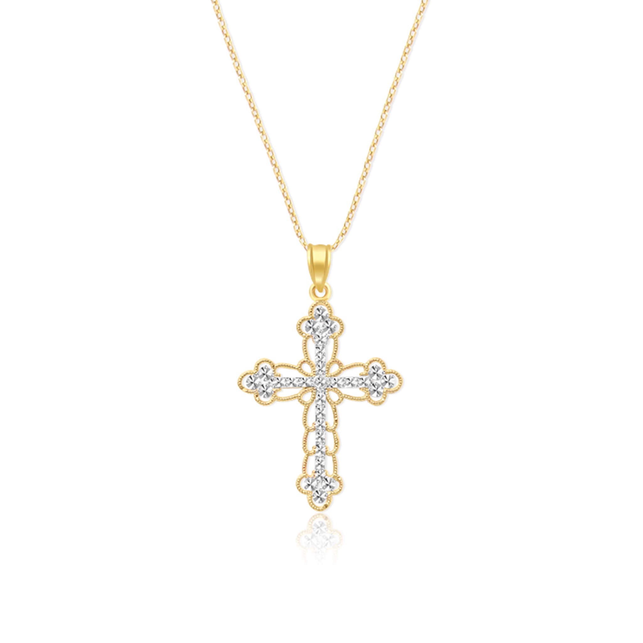Open Filigree Cross Pendant Necklace - Gloria Jewels