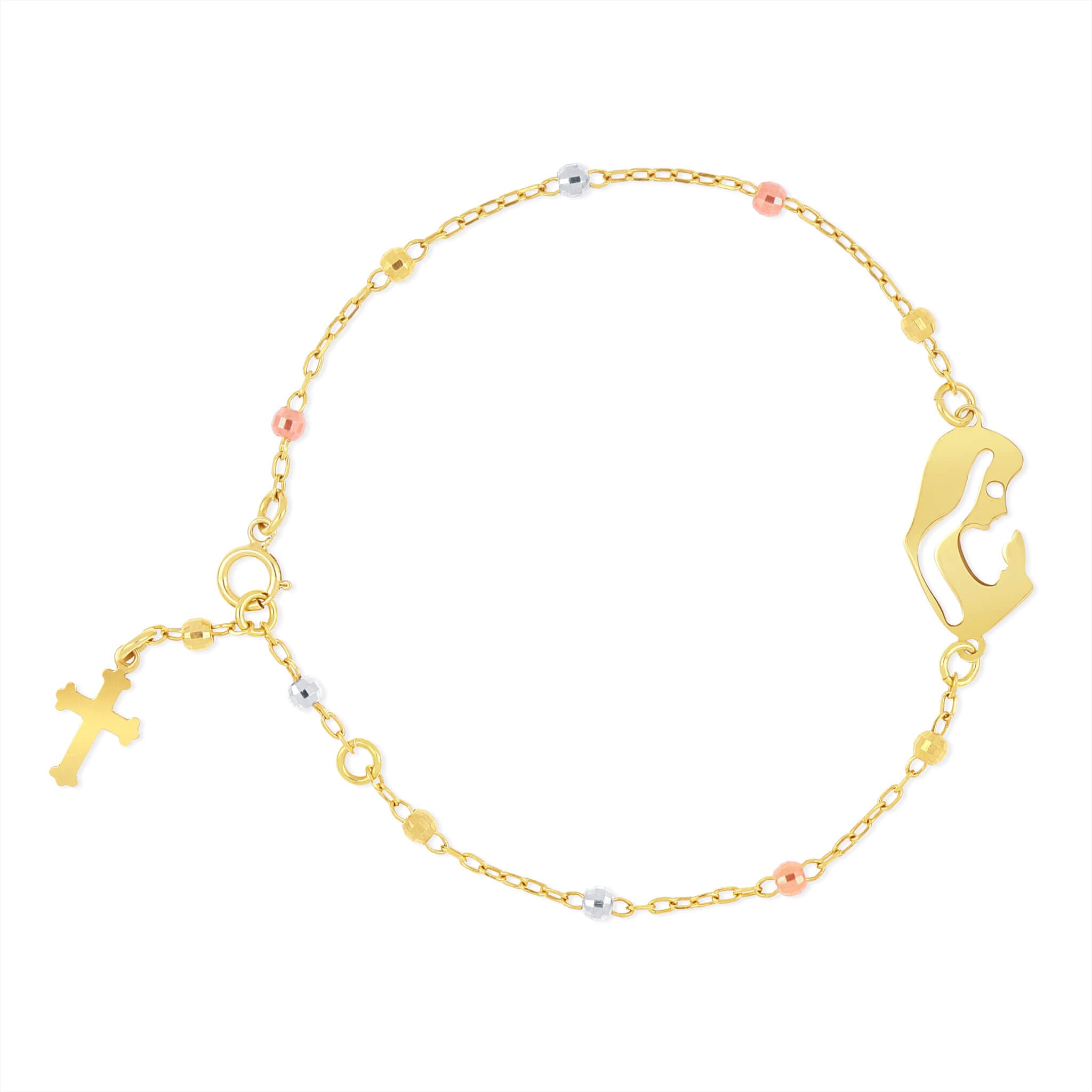 Striking Silhouette of Virgin Mary & Crucifix Bracelet - Gloria Jewels