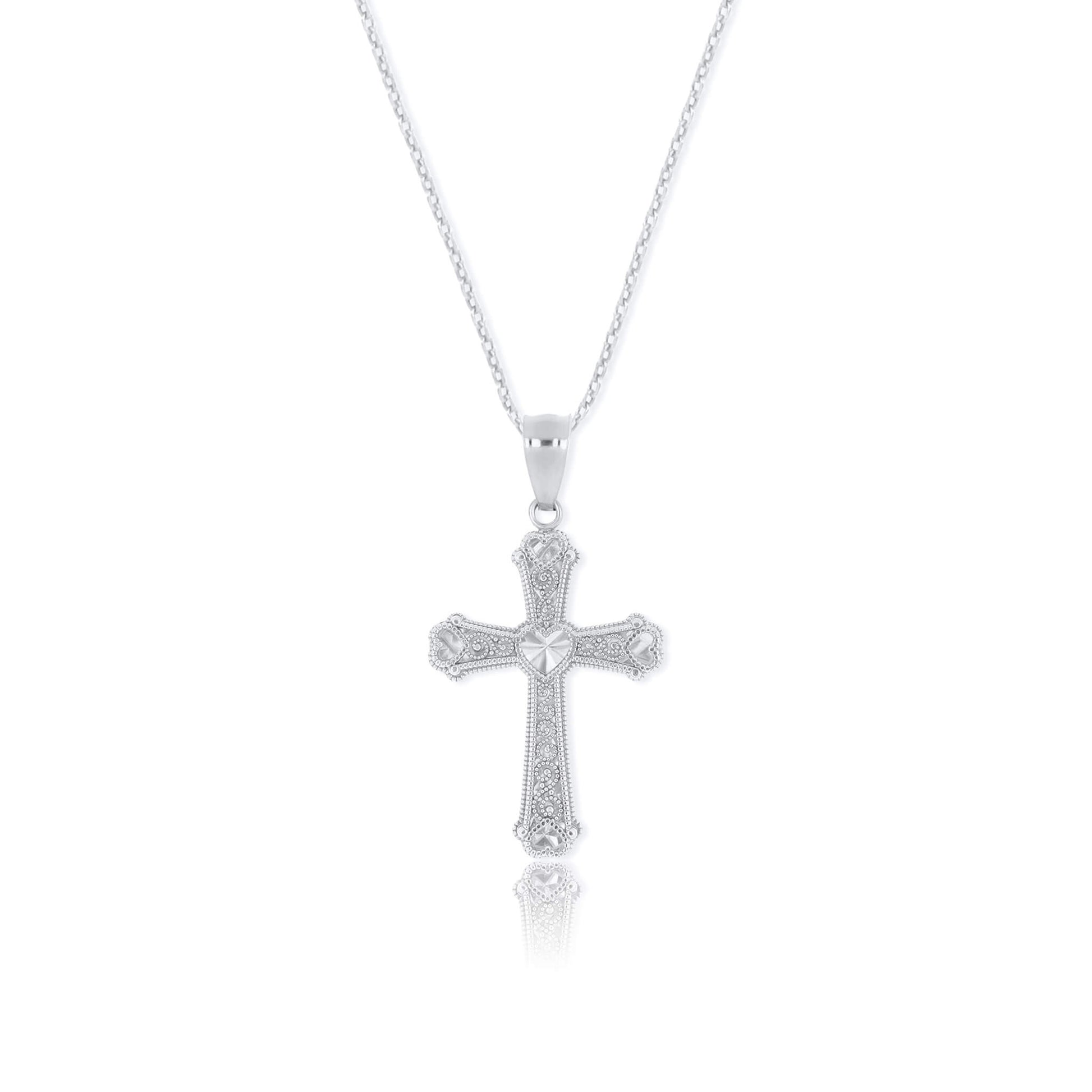 Filigree Style Cross Necklace Pendant - Gloria Jewels