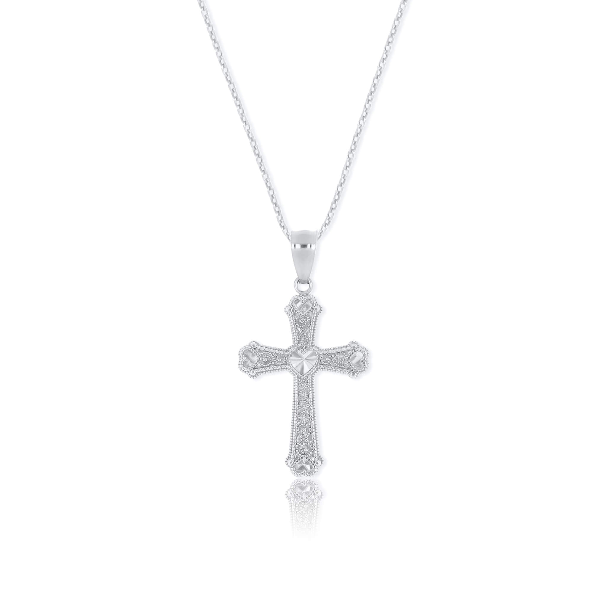 Filigree Style Cross Necklace Pendant - Gloria Jewels
