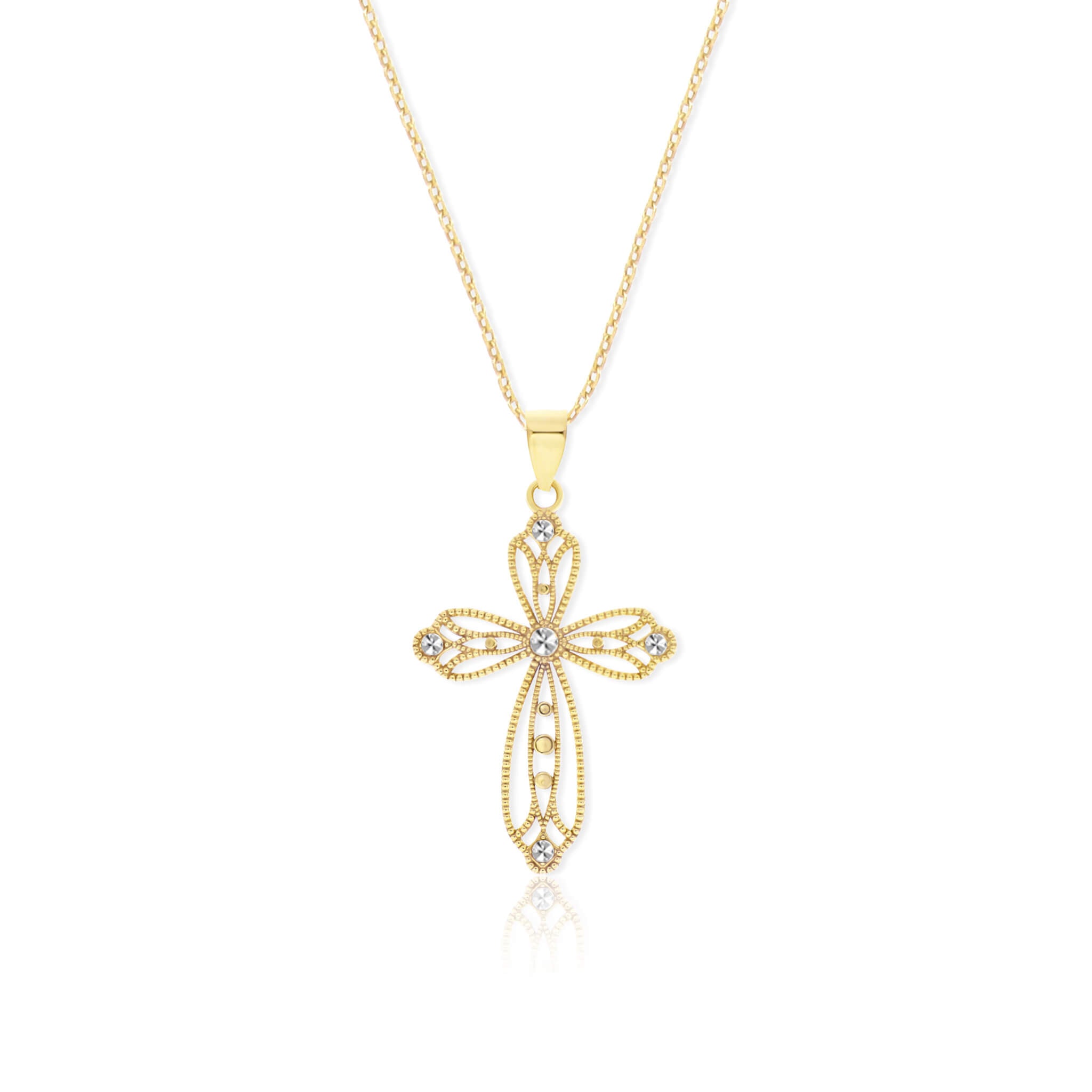 Softly Curved Cross Necklace Pendant - Gloria Jewels