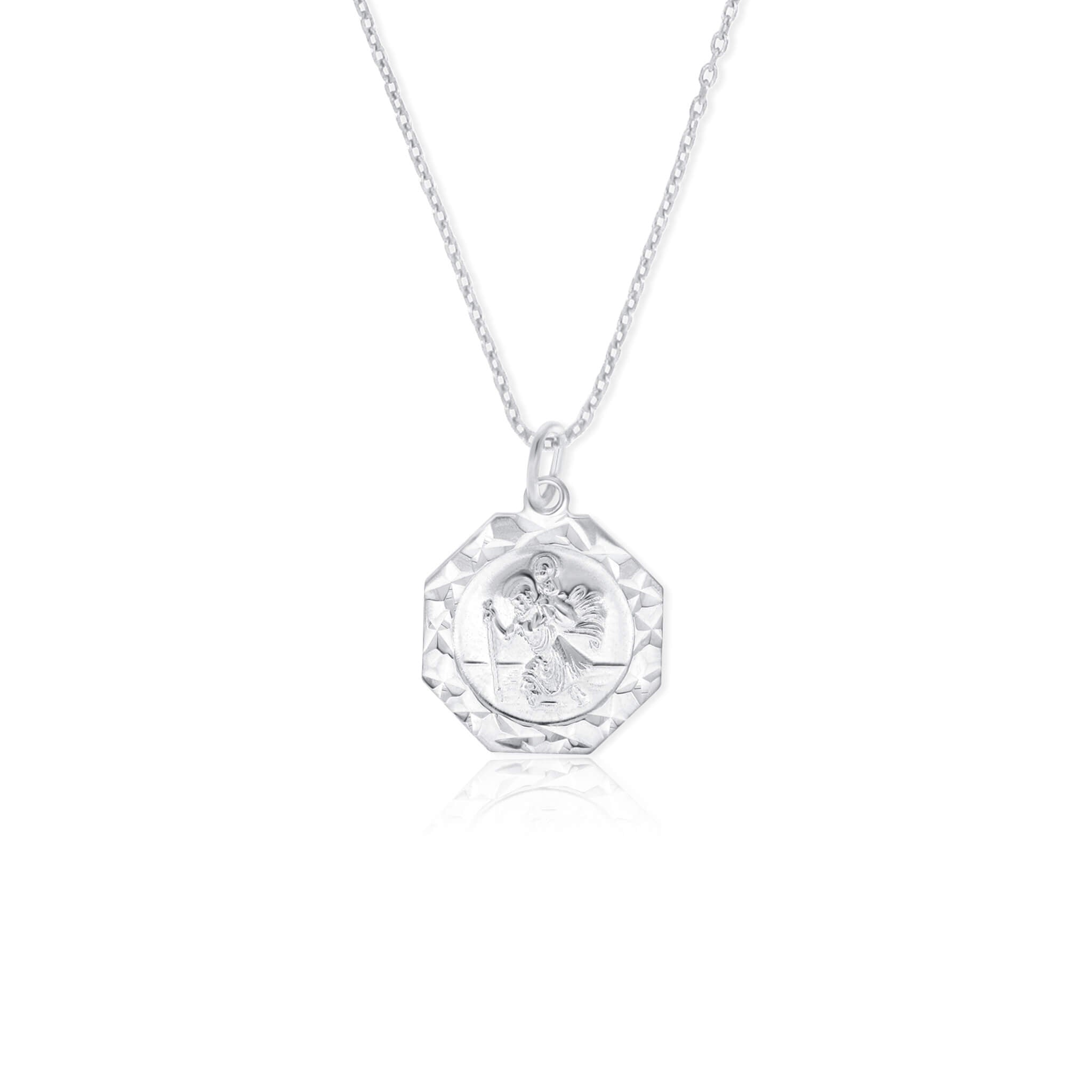 Saint Christopher Faceted Edge Necklace - Gloria Jewels