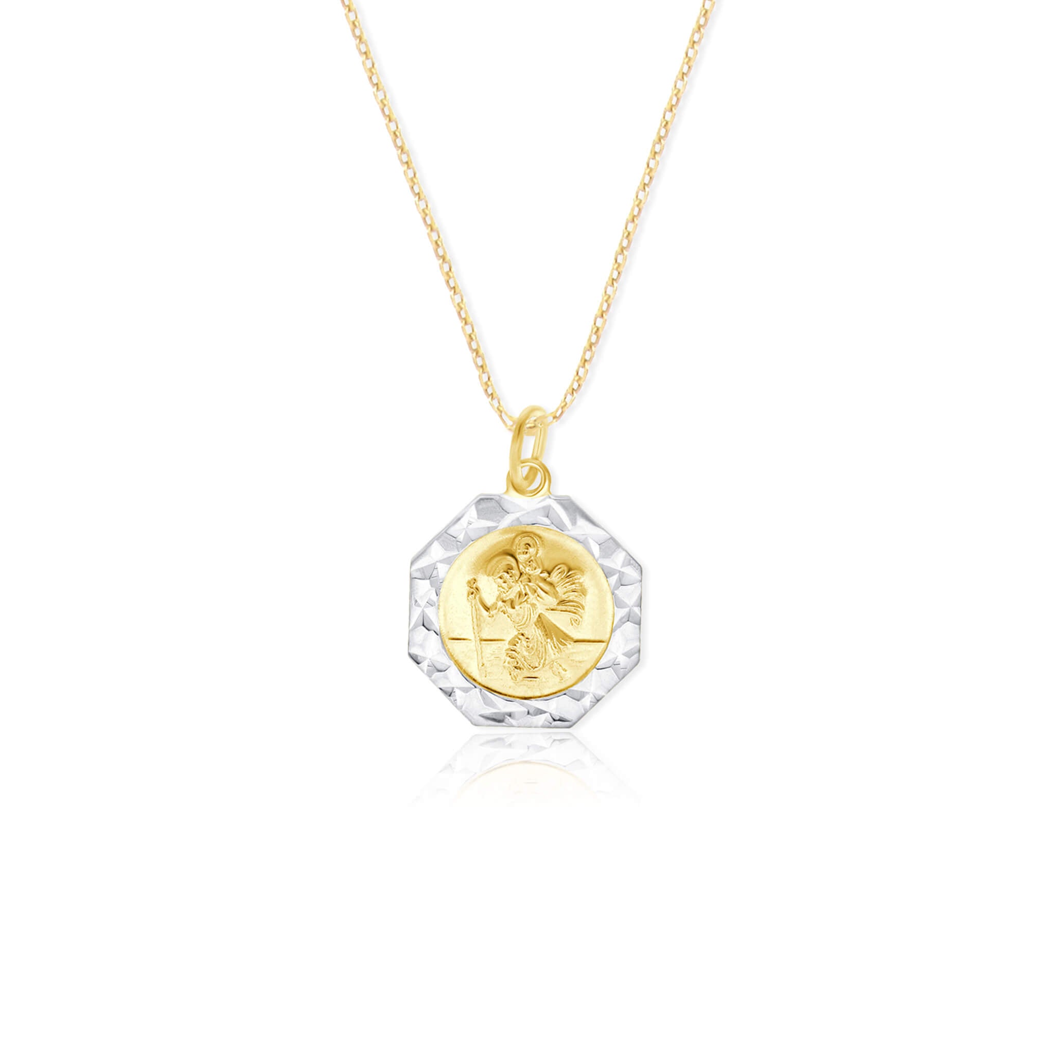 Saint Christopher Faceted Edge Necklace - Gloria Jewels