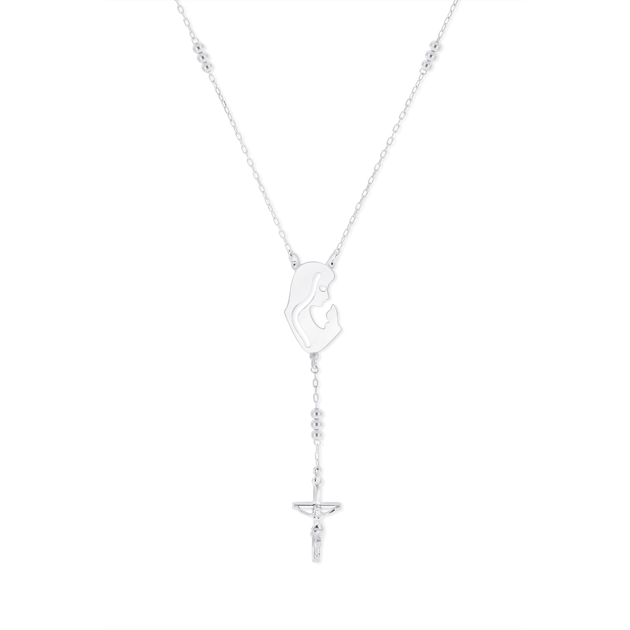 Striking Silhouette of Virgin Mary & Crucifix Pendant - Gloria Jewels