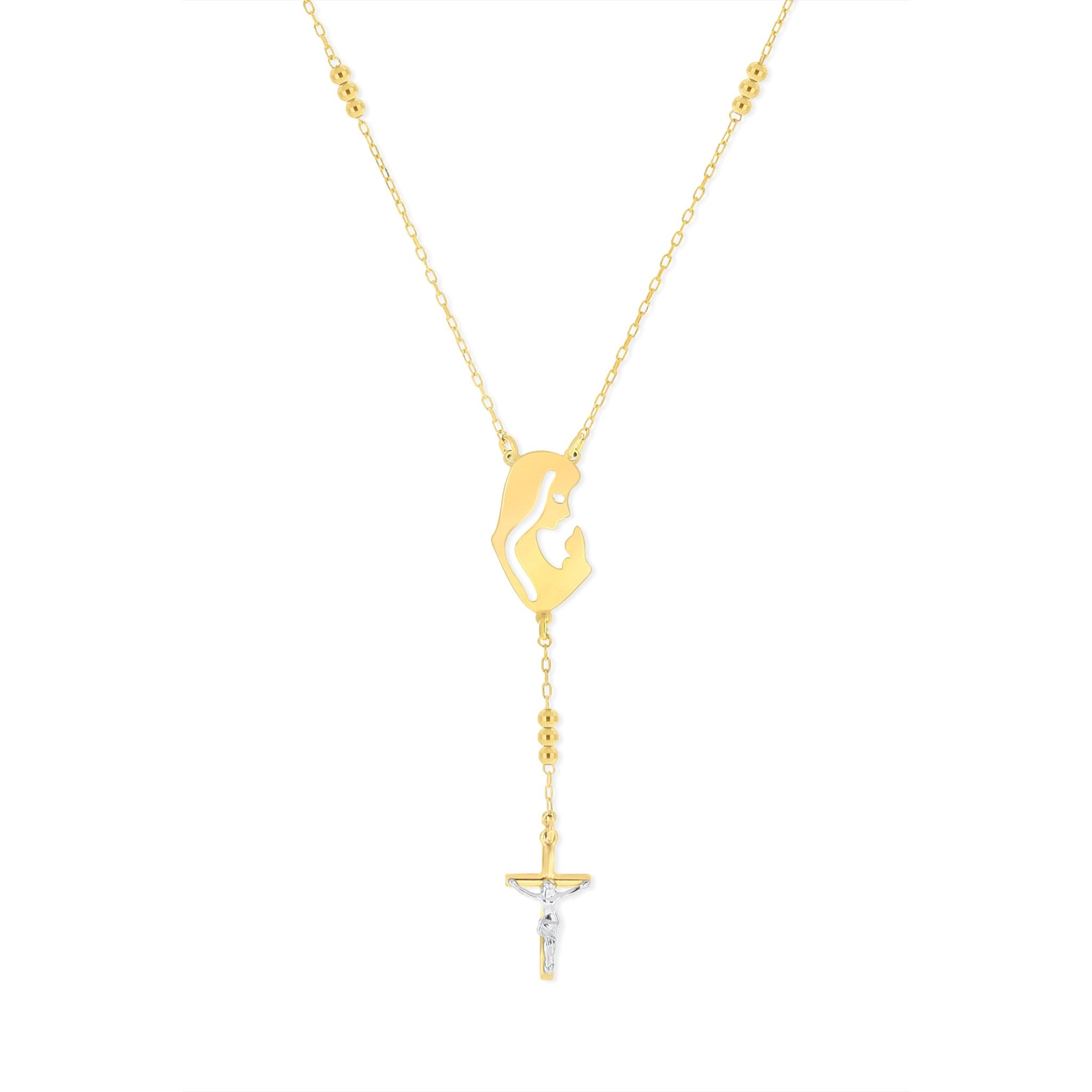 Striking Silhouette of Virgin Mary & Crucifix Pendant - Gloria Jewels