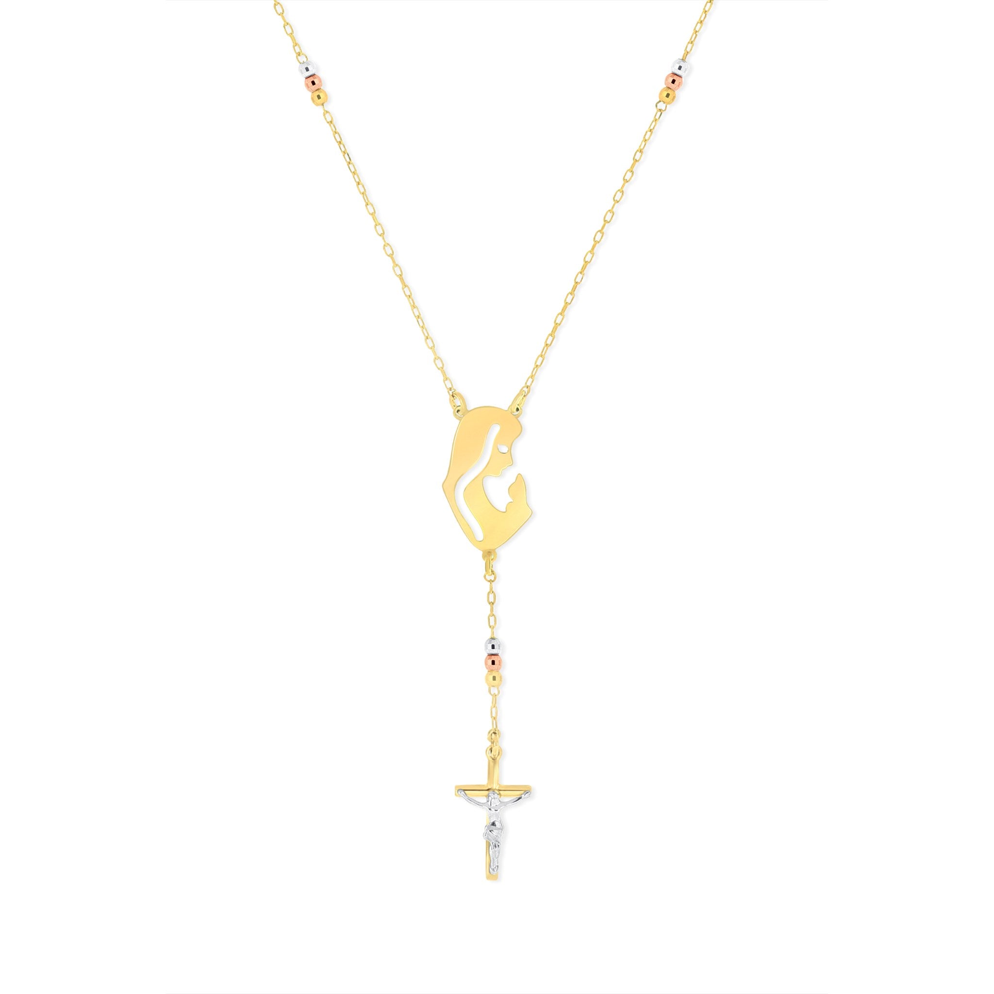Striking Silhouette of Virgin Mary & Crucifix Pendant - Gloria Jewels