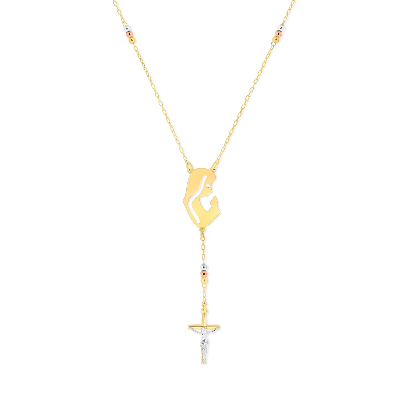 Striking Silhouette of Virgin Mary & Crucifix Pendant - Gloria Jewels