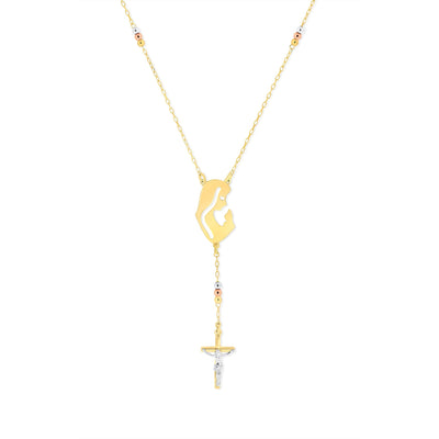 Striking Silhouette of Virgin Mary & Crucifix Pendant - Gloria Jewels