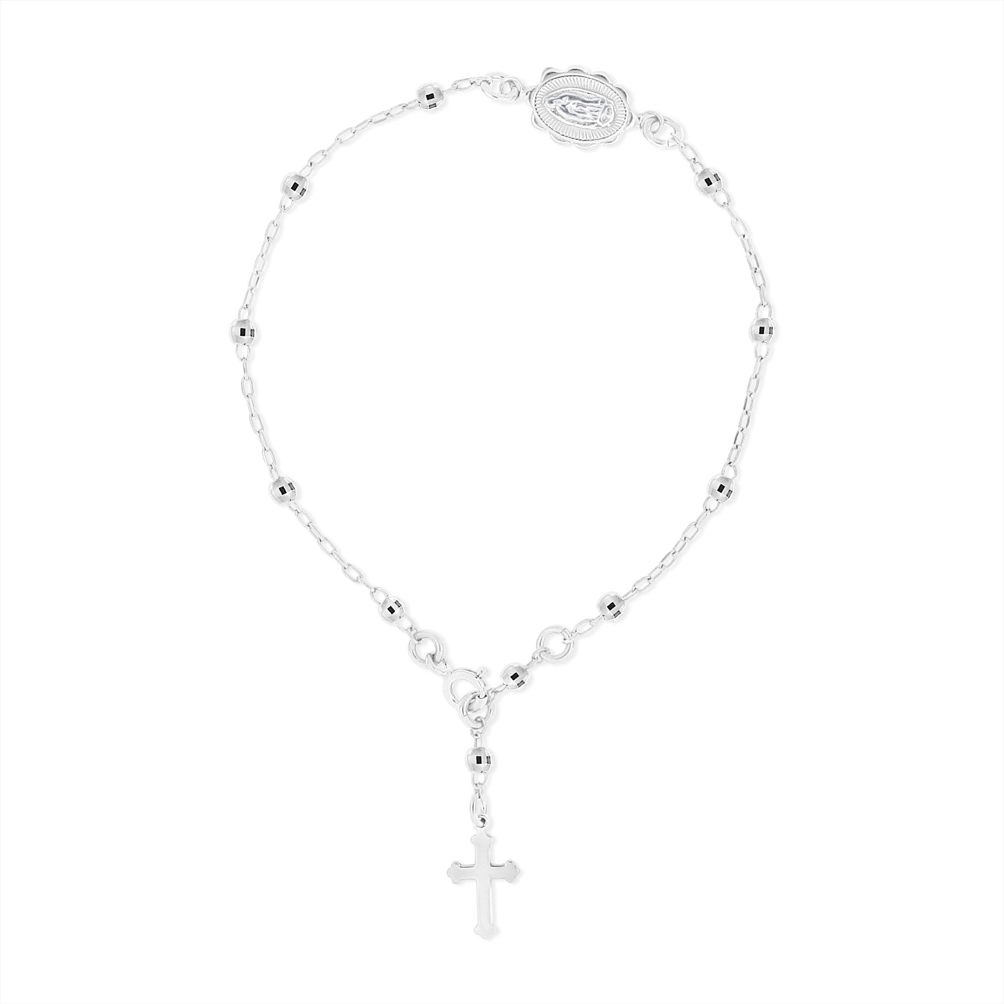 Rosary Bracelet with Cross & Virgin Mary Medallion - Gloria Jewels