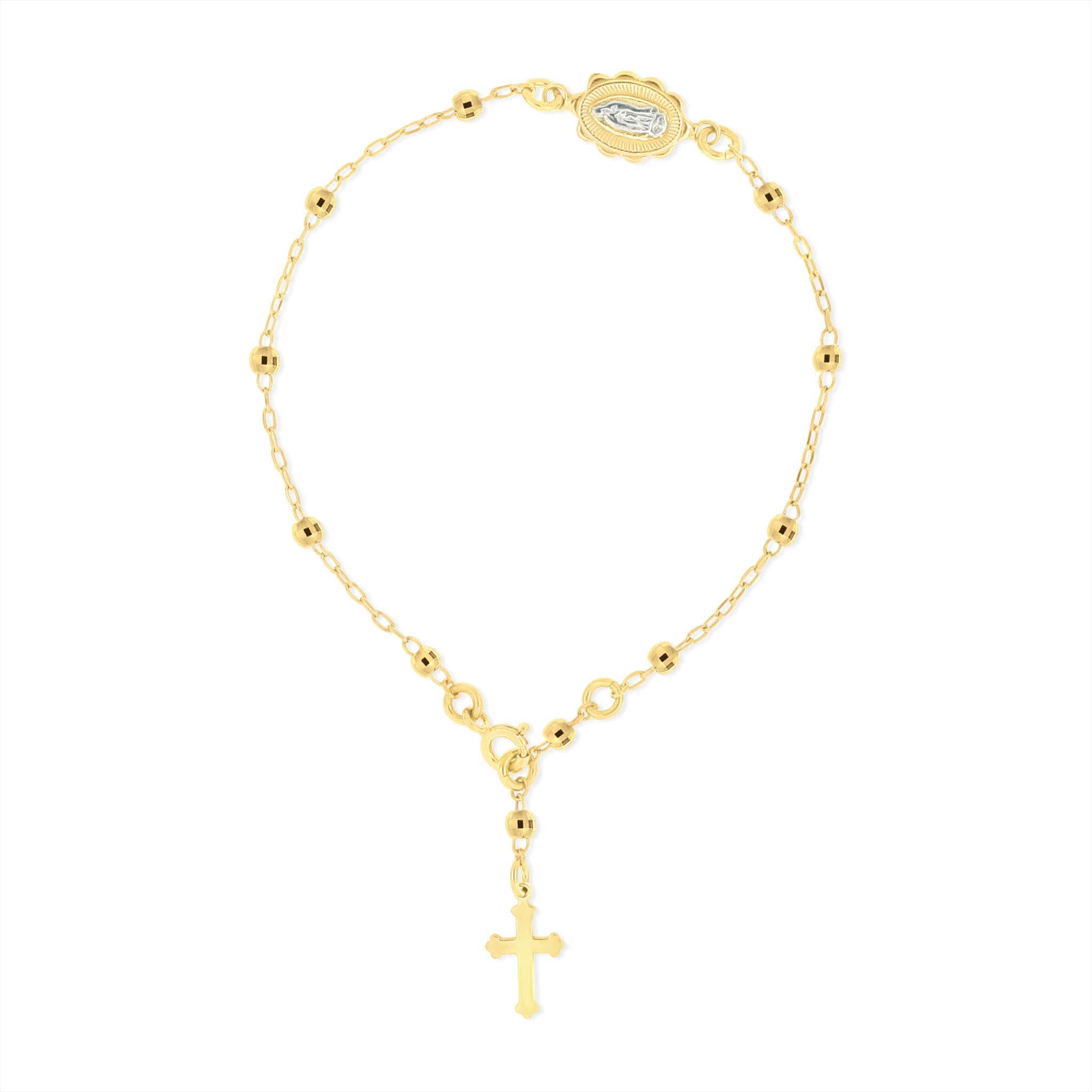 Rosary Bracelet with Cross & Virgin Mary Medallion - Gloria Jewels