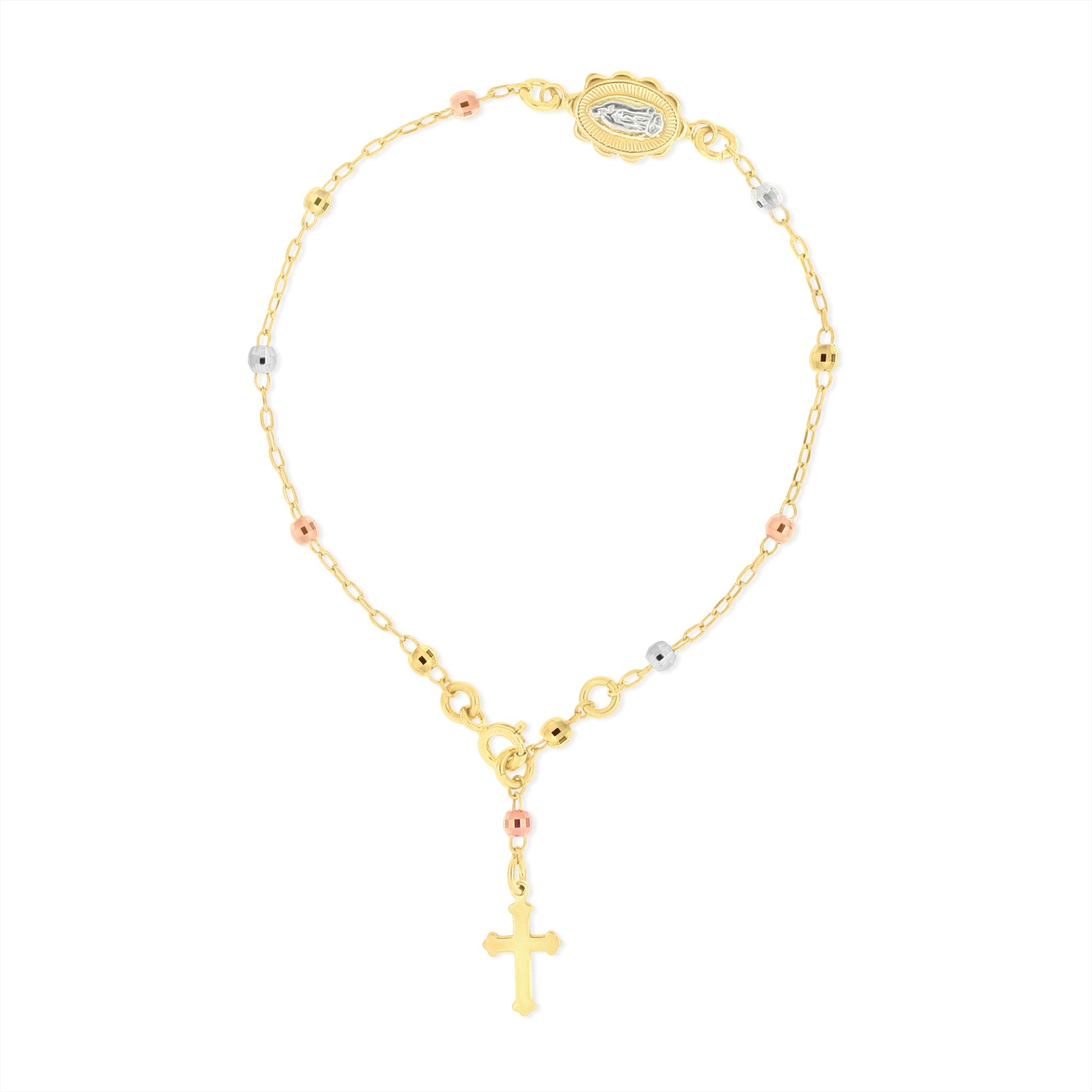 Rosary Bracelet with Cross & Virgin Mary Medallion - Gloria Jewels