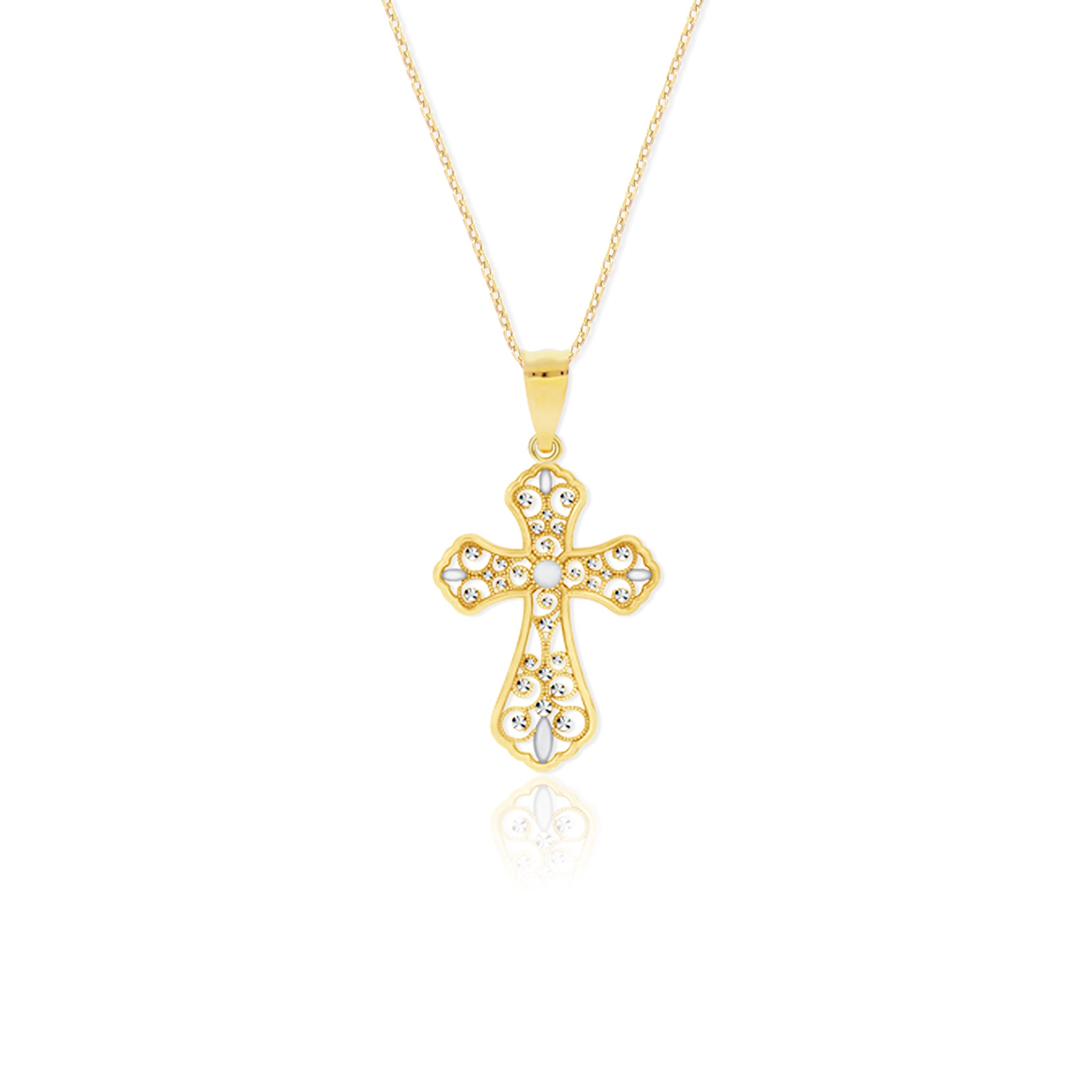 Elegant Diamond-Cut Cross Pendant | Large - Gloria Jewels