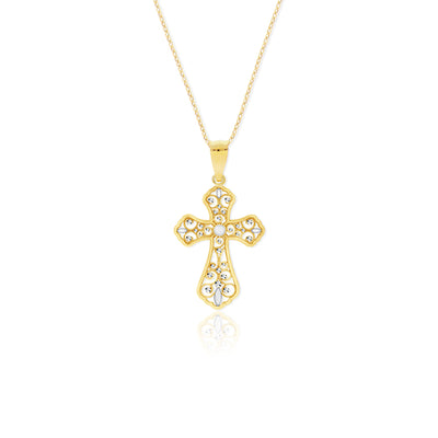Elegant Diamond-Cut Cross Pendant | Large - Gloria Jewels